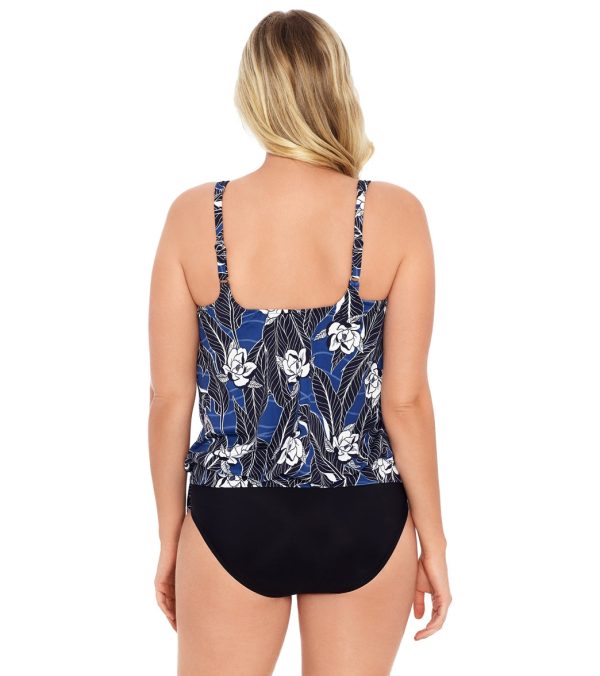 Penbrooke Women s Cape Cod Tie Blouson Tankini Top Discount - Image 3