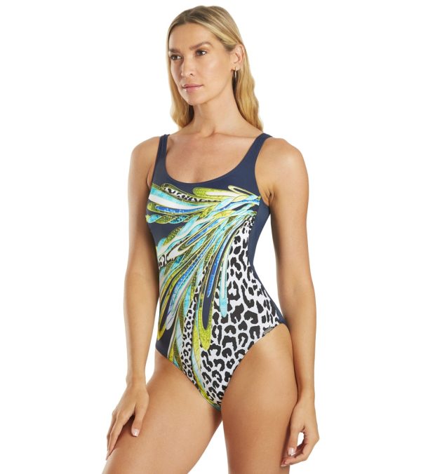 Sunmarin Women s Animal Swirl Turquoise One Piece Swimsuit Discount - Image 5