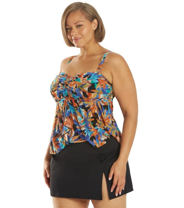 Fit4U Women s Plus Size Nirvana Mesh Bandeau Flyaway Tankini Top Cheap - Image 5