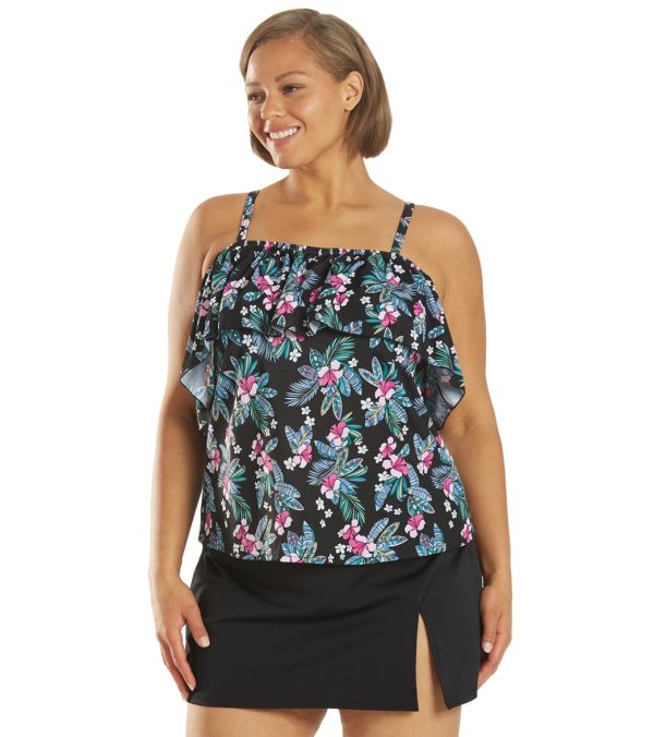 Fit4U Women s Plus Size Pina Colada Off the Shoulder Tankini Top (C Cup) Online now - Image 5