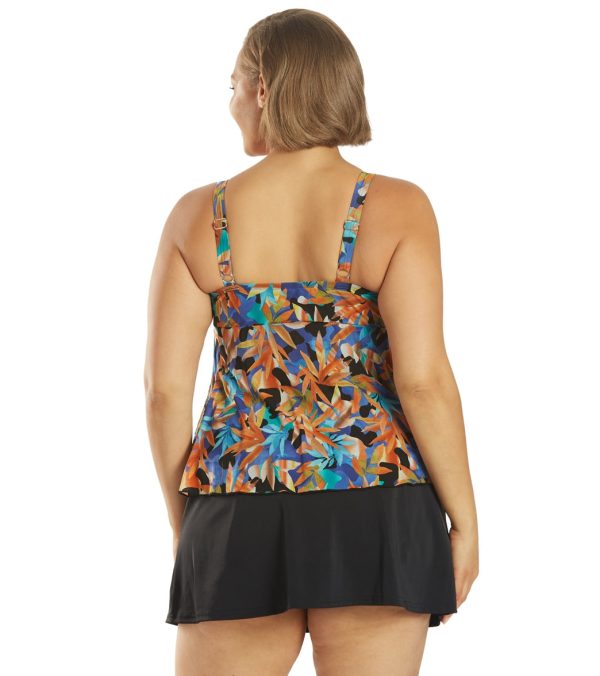 Fit4U Women s Plus Size Nirvana Mesh Bandeau Flyaway Tankini Top Cheap - Image 3