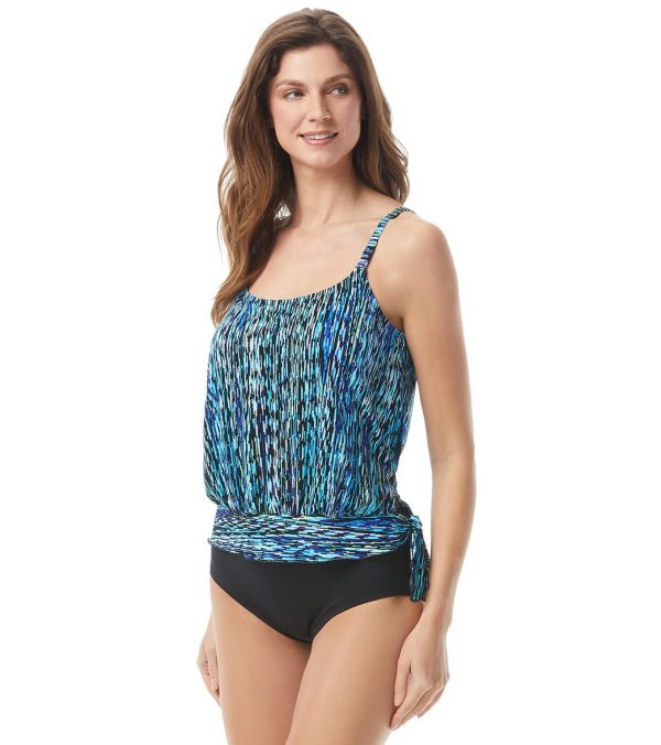 Gabar Chlorine Resistant Sharp Stripe Blouson Tankini Two Piece Set For Sale - Image 5