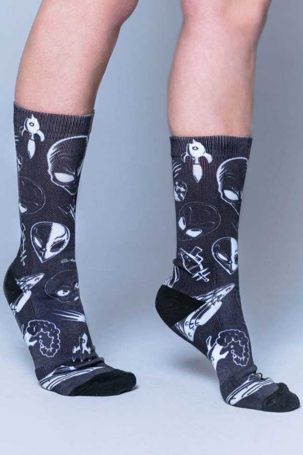 Black UFO Crew Socks Discount - Image 2