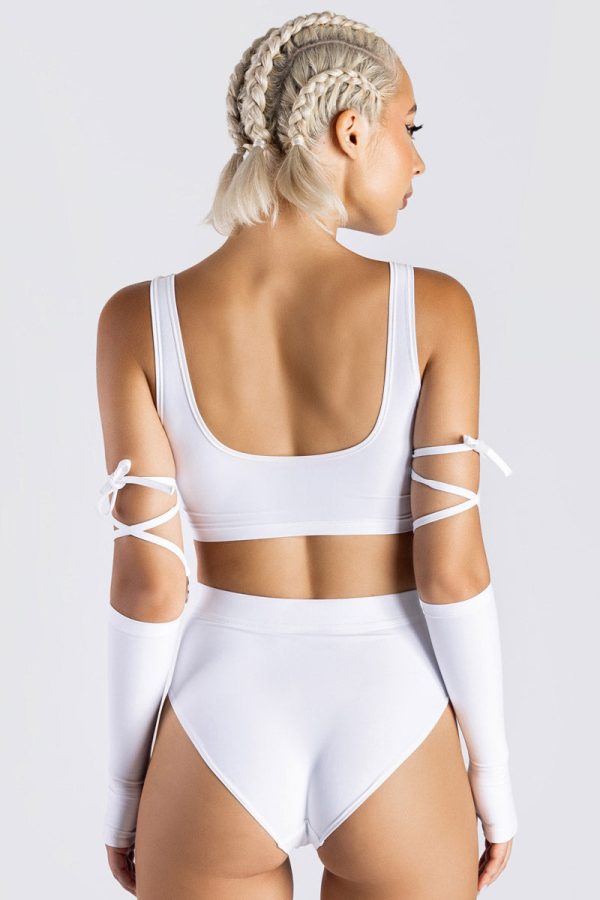 White Booty Shorts Set Online now - Image 3