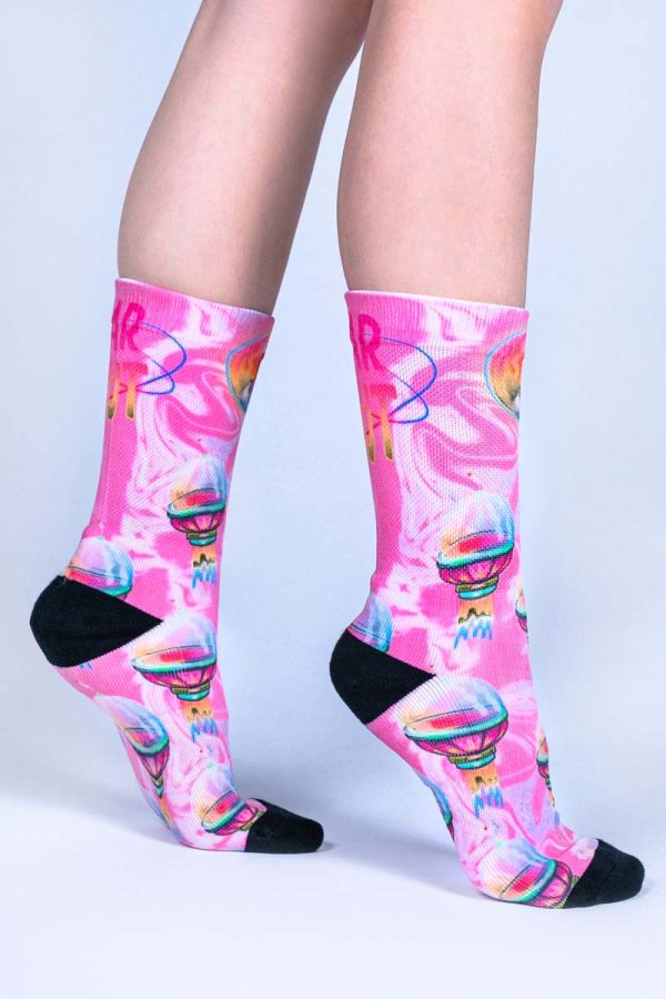 Pink Outer Space Crew Socks Online Sale - Image 2
