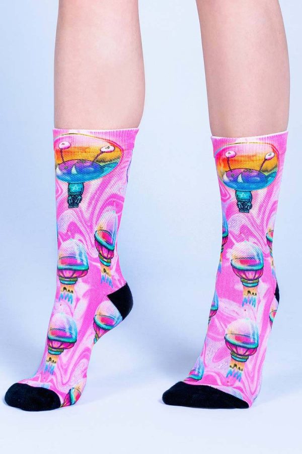 Pink Outer Space Crew Socks Online Sale